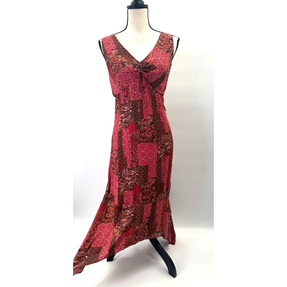 VTG Y2K Whimsigoth Babydoll Floral Patchwork Midi Dress 15/16 Asymmetrical Fairy